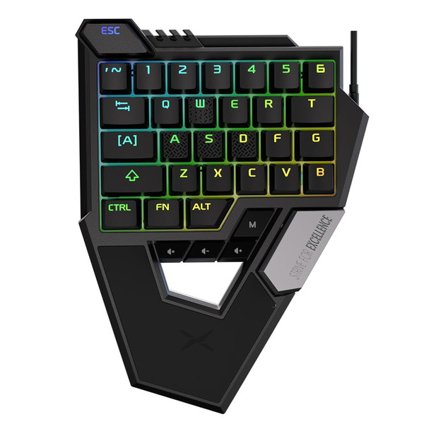 DeLUX One-Handed Magnetic Switches Gaming Keyboard Wired, Hall Effect Rapid Trigger RGB Keyboard, 34 Keys, Adjustable Actuation, 8K Hz Polling Rate (RTS1-Black)