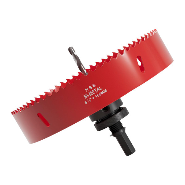 6-1/2 Inch (165mm) M42 Bi-Metal Hole Saw, Hex Shank Hole Saw Drill Bit with Spring Tools for Wood, Plywood, Plastic, Gypsum Board, Various Thin Metal Sheets