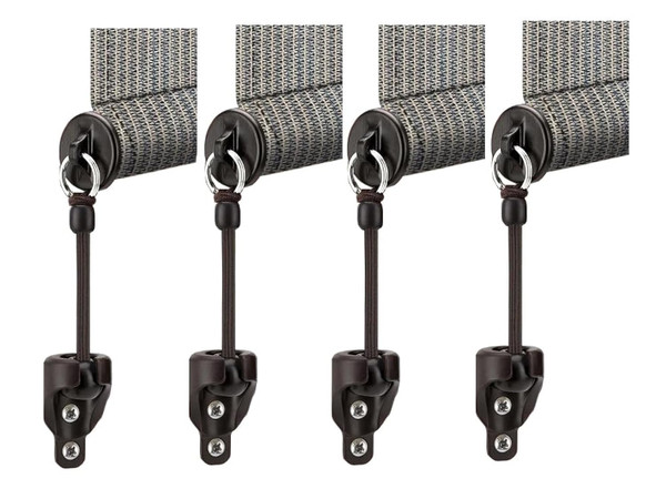 Medduw Sun Shade Parts Bungee Kit and End Cap,Weather Resistance,for Coolaroo Exterior Roller Shade,Outdoor Blinds,Roller Shades (Bungee Kit-2 Sets, Brown)