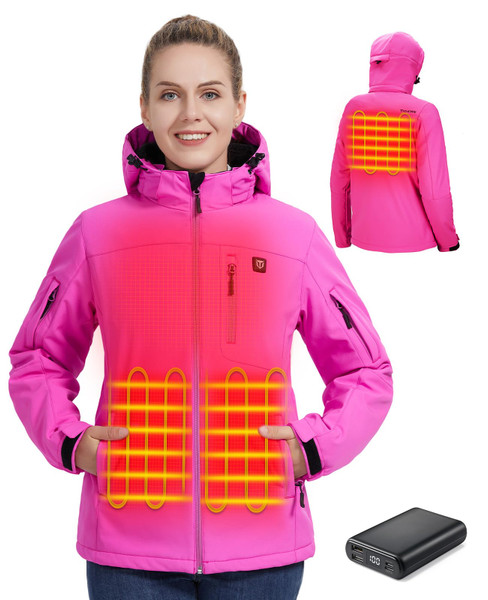 TIDEWE Heated Jacket for Women with Battery Pack, Hunting Coat (Pink, Size S)