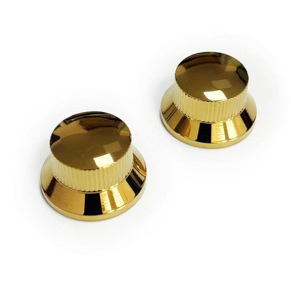 OVSAL 2Pcs Electric Guitar Control Knobs Metal Guitar Volume and Tone Knobs Replacement Parts Fit for Fender Strat Telecaster Jazz（ Gold）