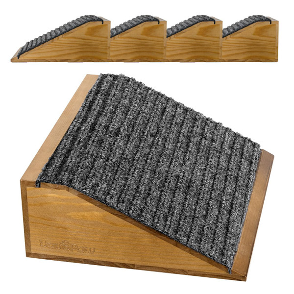 VavoPaw Dog Ramp for Stairs, Non-Slip Dog Stairs, Low-Angled Pet Ramps for Small Dogs and Cats, Medium Dogs, Step and Stair Assist for Injured and Older Pet, Walnut, 4 Pack