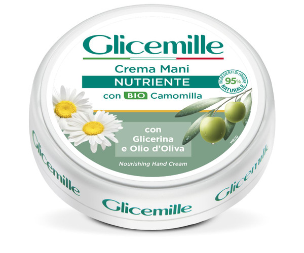 Glicemille Nourishing Hand Cream with Organic Chamomile and Glycerin 100 ml, 3.3 Fl Oz made in Italy [italian import]