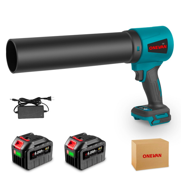 Leaf Blower, 58000RPM Electric Cordless Leaf Blower with 2 X 6.0Ah Batteries and Charger, Instantaneous Thrust 2KG/S, 3 Speed Mode, 21V Leaf Blower Cordless for Patio Cleaning, Lawn Care