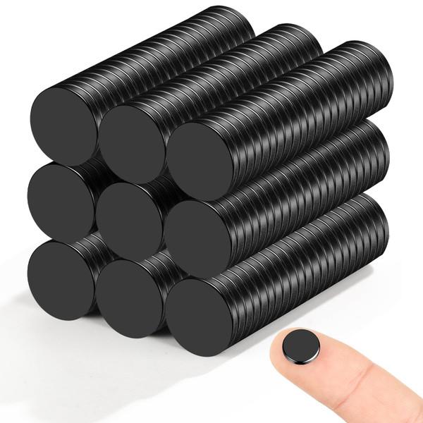 TRYMAG 200Pcs Small 10x2mm Black Strong Neodymium Refrigerator Magnets Round Tiny Rare Earth Mini Neodymium Magnets for Fridge, Whiteboard, Crafts, Office