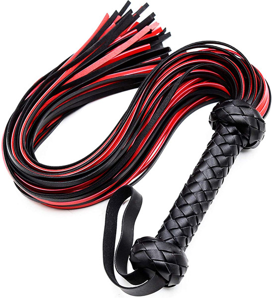 Whip 30" Red Horse Crop for Cosplay Faux Leather