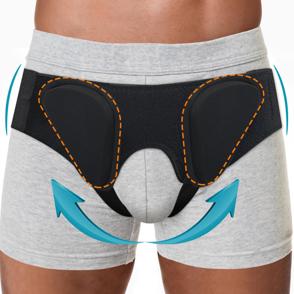 Comfortable Hernia Belt Truss for Men & Women - Custom Fit Double/Single Inguinal/Sports Hernia Support Groin for Left Right|Upgraded Hernia Braces/Adjustable Straps for Pre&Post Surgery Pain Relief