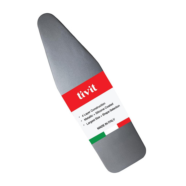 TIVIT Ironing Board Cover 15 x 54, Made in Italy. Pro Grip Pad Covers w/3 Fastener Straps & Pull Bungee Cord - Durable Scorch & Stain Resistant Padded Layers, Heat Reflective AlumiTek PRO Top Coat