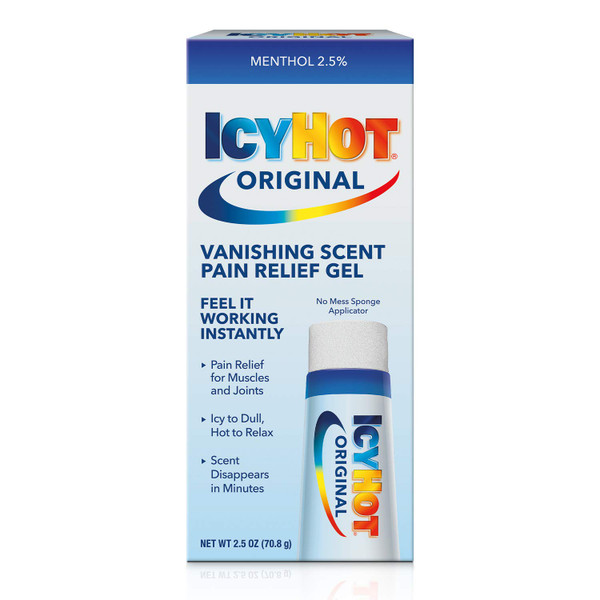 Icy Hot Vanishing Scent Pain Relief Gel with Menthol, No-Mess Sponge Applicator, 2.5 Ounces