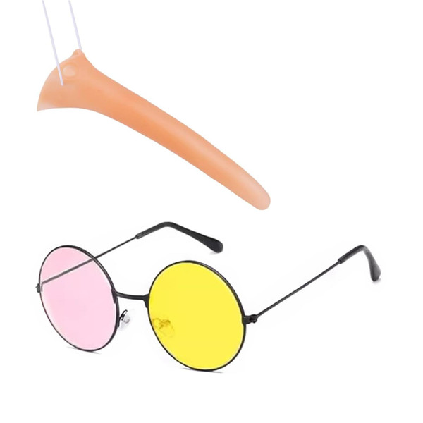 JinYu Suitable for Glasses Pink Yellow Lenses Prop Costume Long Nose Costume Set