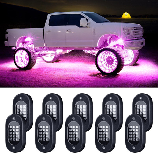 Honalia LED Rock Lights for Trucks 10 Pods, RGB Truck Rock Lights Kits with App Control for ATV UTV RZR