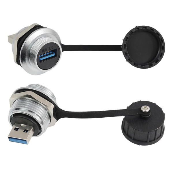 PENGLIN 2PCS USB 3.0 Male to Female Adapter, Waterproof USB Panel Mount Converter Connector, USB-A Plug to Socket Support Data Transfering and Charging