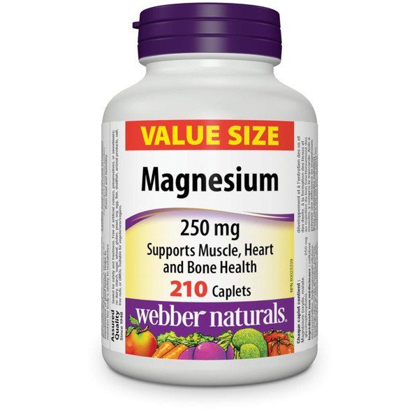 Webber Naturals Magnesium 250 mg, 210 caplets Value Size