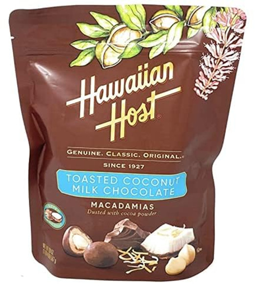 Hawaiian Host Paradise Collection - Toasted Coconut Milk Chocolate Macadamia Nuts - 8 Oz Bag