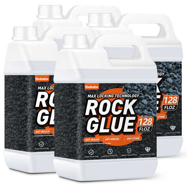 Rock Glue, Mulch Glue 4Gallon Long-Lasting Dries-Clear Strong Pea Gravel Binder for Pebble Fast-Drying Pebble Glue&Gravel Hold Mulch for Landscaping, Pine Straw, Outdoor Strong Stone Hold