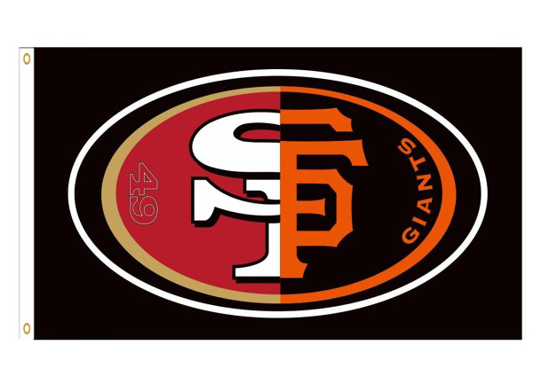 YERCHIC 49ers Giants City Flag 3x5ft San Francisco SF City Banner for Sports Fan Garage Indoor Outdoor Room Man Cave Wall Decoration