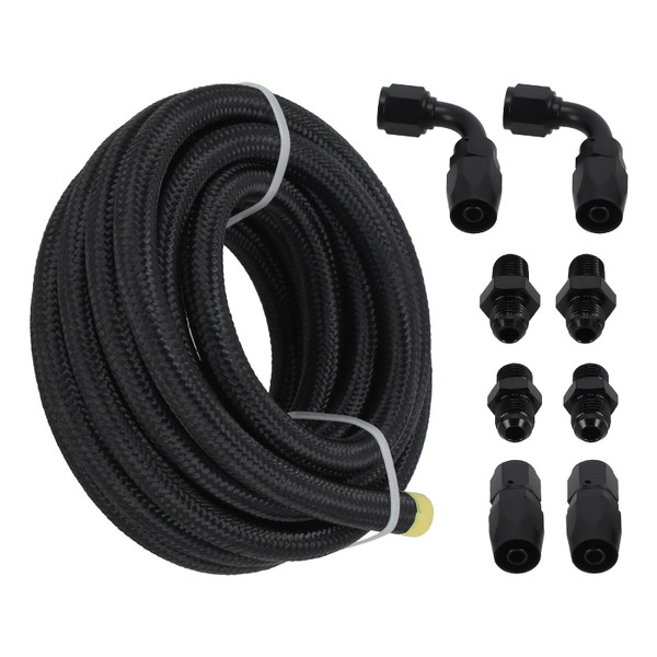 maXpeedingrods 15FT Automatic Transmission Cooler Line Kit for 4L60E 4L65E Black -6 AN Steel Braided