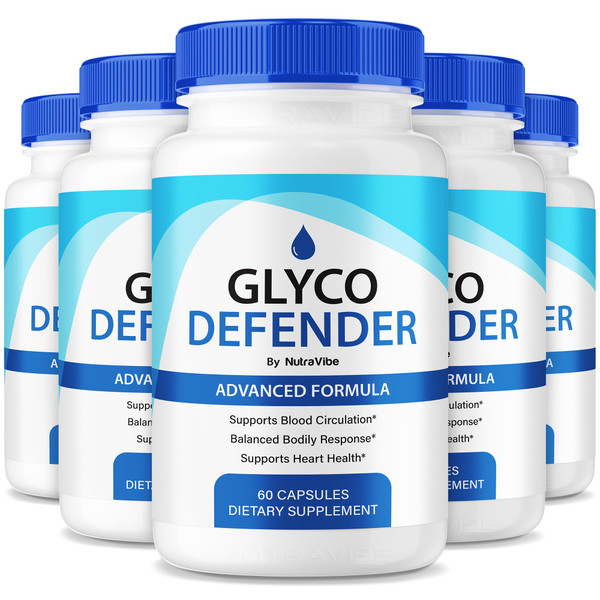 (5 Pack) Glyco Defender – Official GlycoDefender Circulatory Support with Natural, Potent Formula for Energy, Healthy Circulation & Balanced Levels | Plant-Based, Easy-to-Take Pills (300 Capsules)