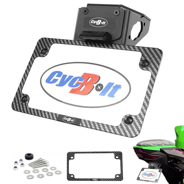 CYCBOLT Fender Eliminator Fit for Z500 Ninja 500 2025-2024, Ninja 400 2025-2018, 2024-2019 Z250, Z400 Ninja 250 License Plate Bracket Tail Tidy Fit with Aftermarket & OEM Turn Signals LED Plate Light