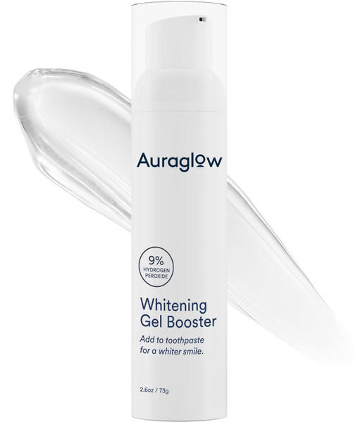Auraglow Whitening Toothpaste Booster, Add to Toothpaste to Whiten, 9% Hydrogen Peroxide Teeth Whitening Gel Toothpaste, 350+ Whitening Treatments, 6-Month Supply, 2.6oz