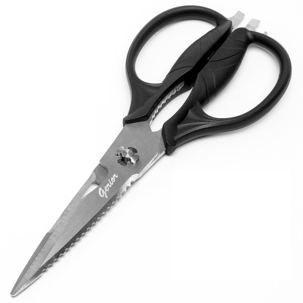 Kitchen Shears Come-Apart - Heavy Duty Culinary Scissors for Cutting Poultry, Fish, Meat, Food - Large Size (9.25”) - Ultra Sharp Blade - Black Handle