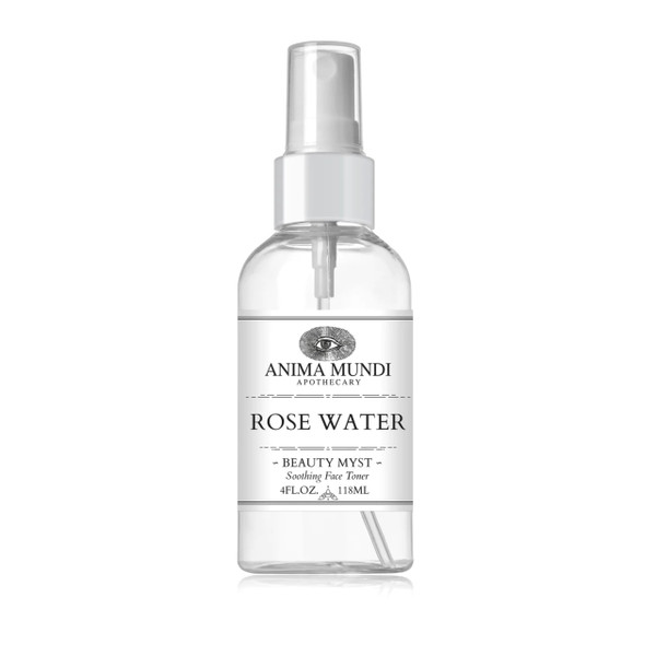 Anima Mundi Apothecary Soothing Rose Water Face Toner - Beauty Myst Facial Spray Helps Reduce Redness, Calm Skin, & Slow Signs of Aging - Made with Rose Distillate & Hints of Citrus (4 oz/118 ml)