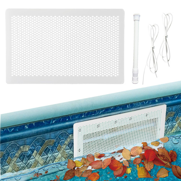 Pool Skimmer Leaf Guards For Inground Pools, Rust-Proof Above Ground Pool Skimmer Screen Net Cover For Prevent Blockage Skimmer Catcher with Elastic Rope And Telescopic Rod For Simple Installation