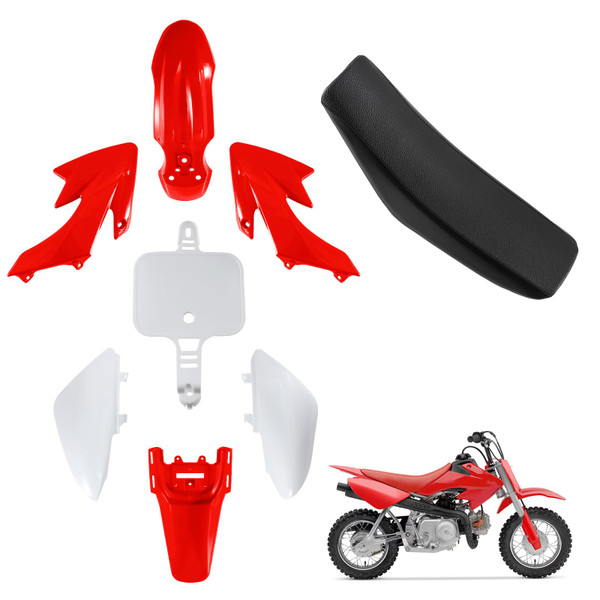 Fancemot ABS Plastics Kit with High Elasticity Tall Seat, Pit Dirt Bike Plastic Fender, Thicker Plastics Compatible with Honda XR50R CRF50F XR50 CRF50 SDG SSR 50cc-110cc Pit Dirt Bike