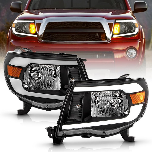 KEEKPO - For 2005-2011 Toyota Tacoma Pickup Upgrade Style LED Tube Headlights Headlamps Pair Set Replacement Left+Right