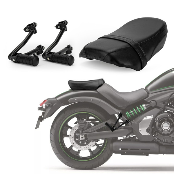 Passenger Pillion Seat with Passenger Footpeg Mount Kit - PSLER Motorcycle Rear Seat Foot Pegs for Vulcan S 650 VN650 2015-2025 Passenger Pillion Seat with Passenger Footpeg Mount Kit - PSLER Motorcycle Rear Seat Foot Pegs for Vulcan S 650 VN650 2015-2025