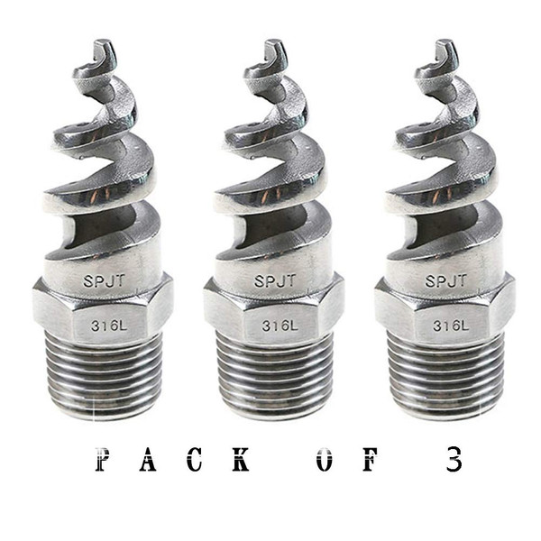 Beduan 1/2" Male Spiral Cone Atomization Nozzle Stainless Steel(316) Dust Remove Atomized Sprayer for Gas Cooling, Washing, Fire Proof (Pack of 3)