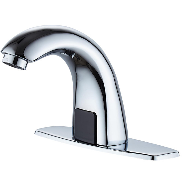 Luxice Touchless Bathroom Sink Faucet - Automatic Motion Sensor Battery Opertated with Temperature Mixing Valve for Commercial Lavatory Bathroom, Chrome