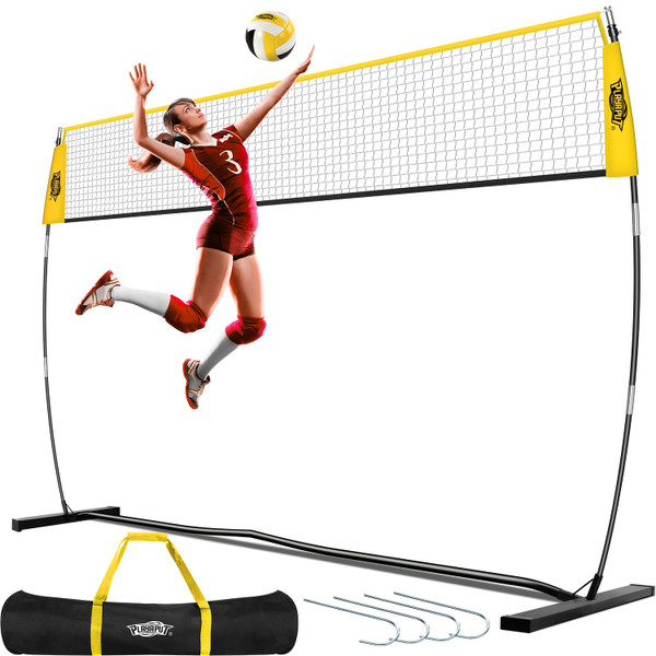 PLAYAPUT 12FT Freestanding Volleyball Net,Height Adjustable Volleyball Training Net For Hitting,Serving,Setting Practice,Protable Volleyball Nets With Volleyball,Carrybag,Perfect For Indoor Or Outdoor