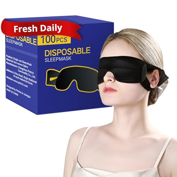 CROUVM Pack of 100 Disposable Sleep Eye Mask for Men Women, Blindfold Eye Mask Shade Cover for Sleeping, Night Sleep Mask, Block Out Light, Soft Comfort Eye Shade Cover for Travel Yoga Nap
