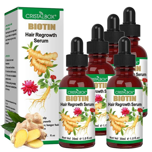 5 Pack Ginger Hair Growth Serum, Biotin Hair Regrowth Oil for Men and Women,Natural Plant Ginger Promotes Thicker Hair