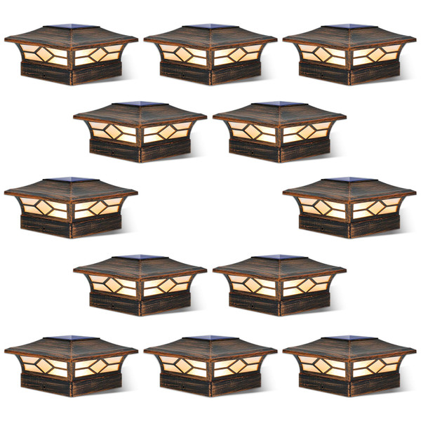 Solar Post Cap Lights Outdoor 12pack, Waterproof Solar Powered Deck Fence Post Lights for 4x4 Wood/Vinyl Posts, Solar Outdoor LED Light with Cool/Warm Lighting Decorate Garden Patio Porch…