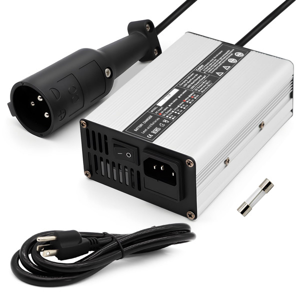 Aspaton 48V 6A Golf Cart Charger Compatible with DS Golf Cart with 3-Pin Round Plug