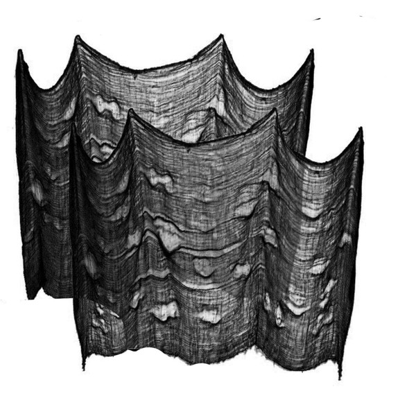 Powerful Extra Large 8-16 Yards 180"- 500" 15 Ft. - 50Ft. 2PCS Giant Super Size Halloween Creepy Gray Black Purple White Cloth for Houses and Outdoor Party Supplies & Decorations (15 ft, Black)