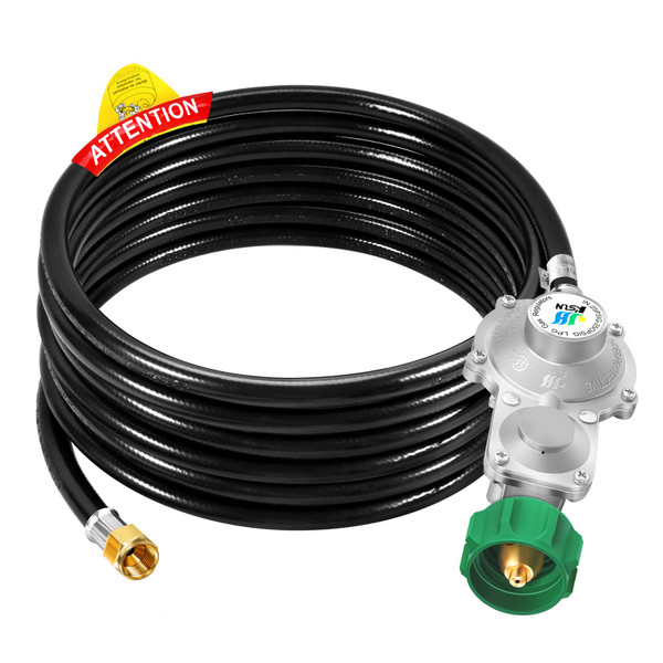 GasSaf 20FT 2 Stage Propane Regulator with Hose for RV, Generator, Camp Stove, Gas Grill, and Heater - CSA Certified GasSaf 20FT 2 Stage Propane Regulator with Hose for RV, Generator, Camp Stove, Gas Grill, and Heater - CSA Certified