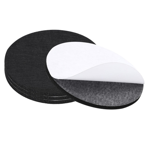 PATIKIL 4.5" Diameter Felt Furniture Pads, 4 Pack 1/5" Thick Lamp Base Felt Round Soft Adhesive Non-Slip Anti-Scratch Backed Felt Floor Protector for Lamp Furniture DIY Craft, Black