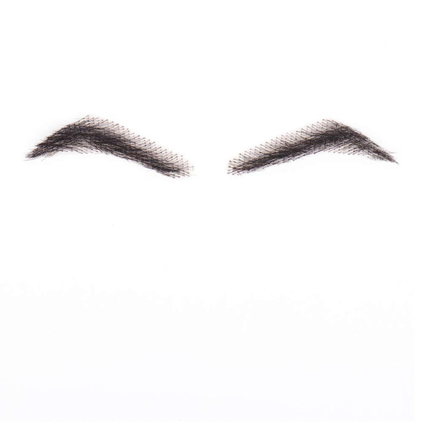 100% Human Hair False Brows for Men and Women Re-Usable Lace Base Fake Eyebrows Black Color (MM-A2)