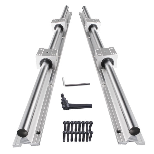 CNCMANS SBR20-1000mm Linear Rail Linear Rails and Bearings Kit 2Pcs SBR20 1000mm Long Fully Supported Shaft Guide with 4Pcs SBR20UU Linear Bearing Slide Block Linear Guide for CNC Equipments