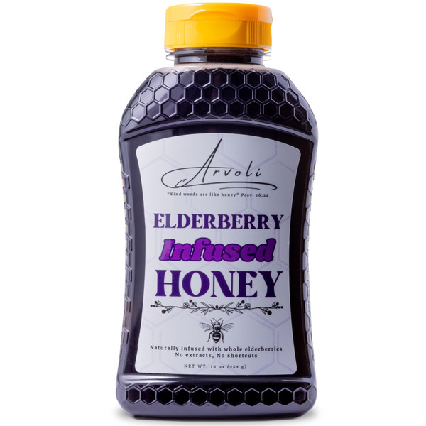 Elderberry Honey - Infused Honey with Whole Elderberries - Immune Support Supplement for Adults & Kids - Immune Boosters - 16 oz
