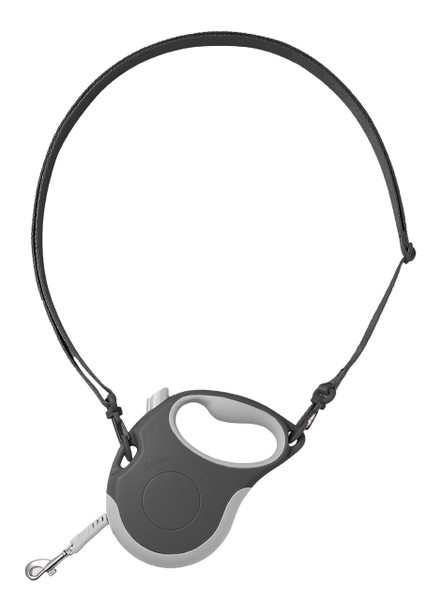 Retractable Dog/Cat/Pet Leash with Crossbody Strap (Medium 0-55lbs) - 5 meters/16 feet, Black | Hands Free, Wearable | Durable Ergonomic One Handed Brake, Pause, Lock | Tangle Free Truelove