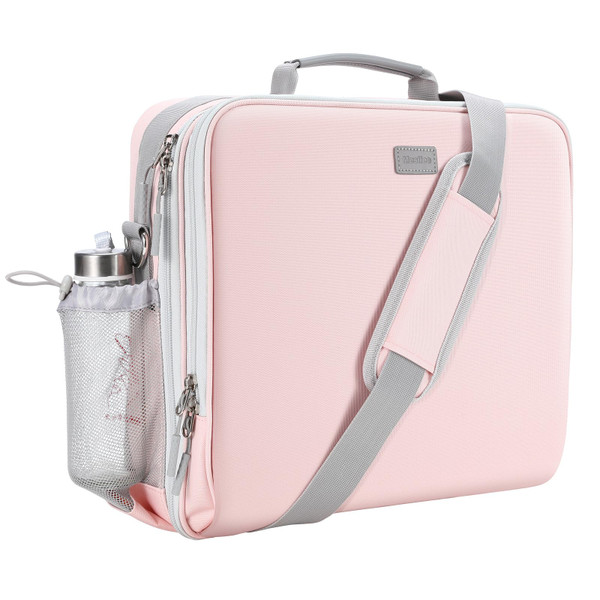 Mesilee Zipper Binder, 3 Inch D-Ring 3 Ring with Water Bottle Holder,700 Sheet Capacity-Multiple Pockets,Binder with Strap for School/Office, Fit for 13" Tablet/Laptop,Patent Design-Pink