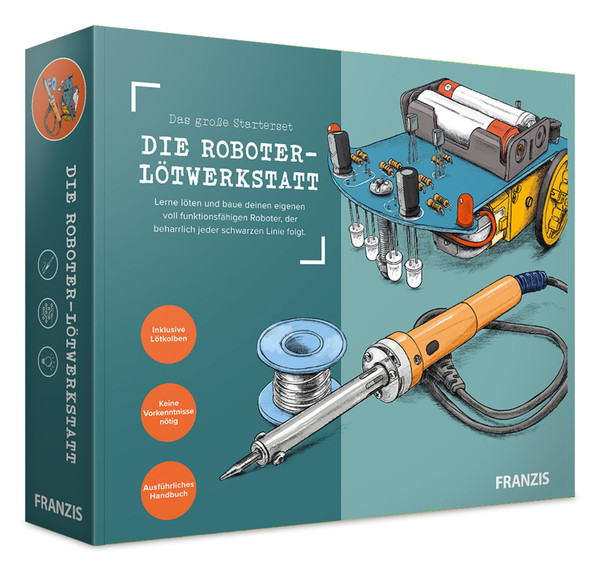 FRANZIS 67189 – The Large Starter Set, the Robot Soldering Workshop, Learn to Solder and Build Your Own Robot, Includes Soldering Iron and Manual