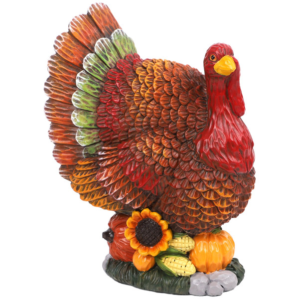 winemana Thanksgiving Turkey Decorations Indoor, Resin Turkey Figurines Table Decor with Pumpkins Corn Fall Harvest Autumn Gifts Decoration for Home Office Shelf