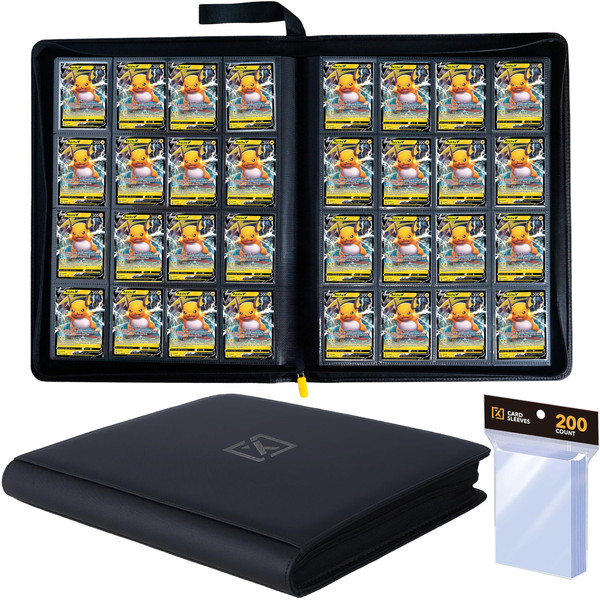 X PRO 1000+ Card Binder - Comes with 200 Card Sleeves | Compatible with TCG, Sports, MTG & More - Ringless Trading Card Binder | 1000 Pockets | TCG Binder