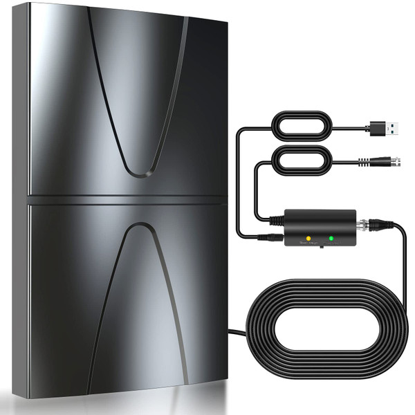 2025 Updated Strongest TV Antenna,1600 Miles Range Indoor/Outdoor Antenna for Smart TV and All Old TV's,360° Reception Digital TV Antenna for Local Channels-Thick Coax Cable and Amplifier