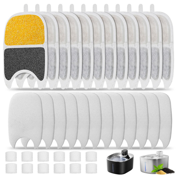 Cat Water Fountain Filter Replacement Pet Drinking Fountain Filters Compatible with 135 fl oz/4L Cat Water Fountain-12 Set Filters with Sponges